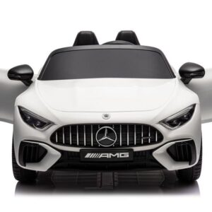 Kinderfahrzeug - Elektro Auto "Mercedes SL63 AMG" - Lizenziert - 12V7AH Akku, 2,4Ghz Fernsteuerung, MP3+Ledersitz+EVA - Weiss