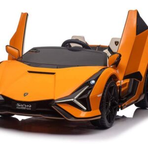 Kinderfahrzeug - Elektro Auto "Lamborghini SIAN 2 Sitzer" - lizenziert - 24V Akku, 4 Motoren- 2,4Ghz Fernsteuerung, MP3, Ledersitz+EVA - Orange