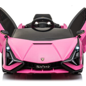 Elektro Kinderauto "Lamborghini Sian" - lizenziert - 12V Akku, 4 Motoren- 2,4Ghz Fernsteuerung, MP3, Ledersitz+EVA - Pink