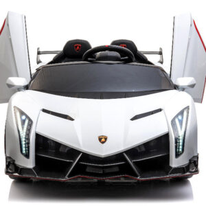 Kinderfahrzeug - Elektro Auto "Lamborghini Veneno" - lizenziert - 12V10AH, 4 Motoren- 2,4Ghz Fernsteuerung, MP3, Ledersitz+EVA+Allrad+2 Sitzer - Weiss