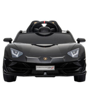 Kinderfahrzeug - Elektro Auto "Lamborghini Aventador SVJ" - lizenziert - 12V7AH, 2 Motoren- 2,4Ghz Fernsteuerung, MP3, Ledersitz+EVA+Lackiert - Schwarz