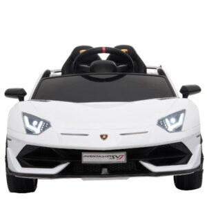 Kinderfahrzeug - Elektro Auto "Lamborghini Aventador SVJ" - lizenziert - 12V7AH, 2 Motoren- 2,4Ghz Fernsteuerung, MP3, Ledersitz+EVA+Lackiert - Weiss