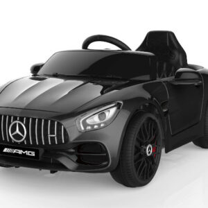 Kinderfahrzeug - Elektro Auto "Mercedes AMG GT" - lizenziert - 12V, 2 Motoren- 2,4Ghz, MP3, Ledersitz+EVA - Schwarz