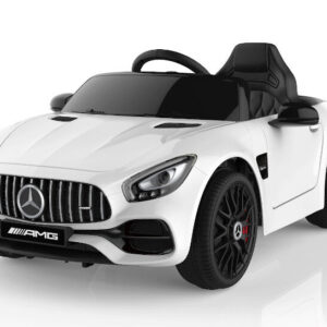 Kinderfahrzeug - Elektro Auto "Mercedes AMG GT" - lizenziert - 12V, 2 Motoren- 2,4Ghz, MP3, Ledersitz+EVA - Weiss