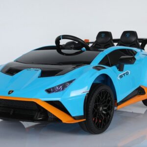 Elektro Kinderauto "Lamborghini Huracan STO" - lizenziert - 12V7A Akku, 2 Motoren- 2,4Ghz Fernsteuerung, MP3, Ledersitz+EVA - Blau