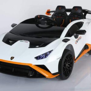 Elektro Kinderauto "Lamborghini Huracan STO" - lizenziert - 12V7A Akku, 2 Motoren- 2,4Ghz Fernsteuerung, MP3, Ledersitz+EVA - Weiss