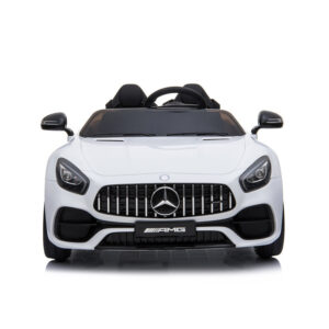 Kinderfahrzeug - Elektro Auto "Mercedes AMG GT Doppelsitzer M" - lizenziert - 12V, 2 Motoren- 2,4Ghz, MP3, Ledersitz+EVA - Weiss