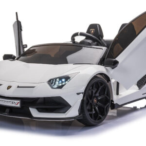 Kinderfahrzeug - Elektro Auto "Lamborghini Aventador SVJ Doppelsitzer" - lizenziert - 12V7AH, 2 Motoren- 2,4Ghz Fernsteuerung, MP3, Ledersitz+EVA+Lackiert - Weiss